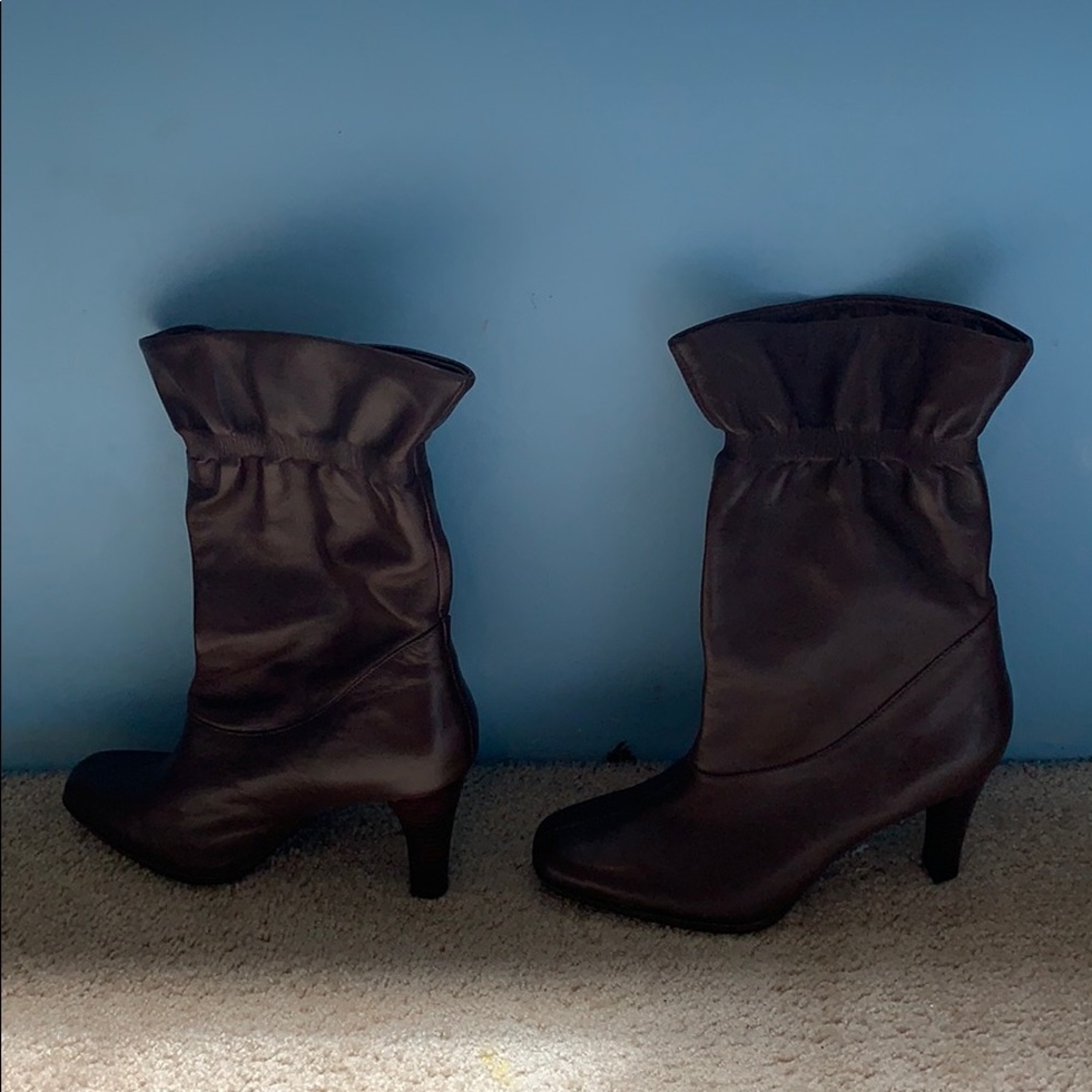Brown leather boots